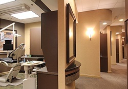 Hallway looking into dental treatment rooms