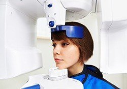Woman receiving 3D cone beam scan