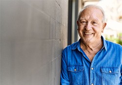 a man smiling with dentures in New Lenox