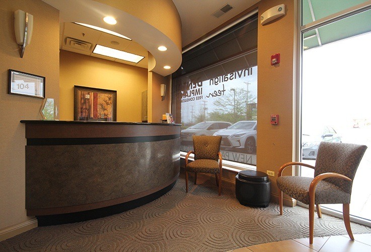 Welcoming dental reception desk