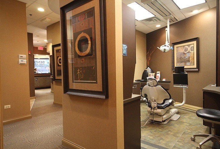 Hallway looking into dental treatment roooms