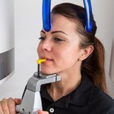 Woman receiving 3D cone beam scan