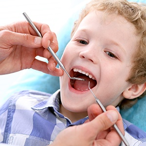 Boy in dental chair