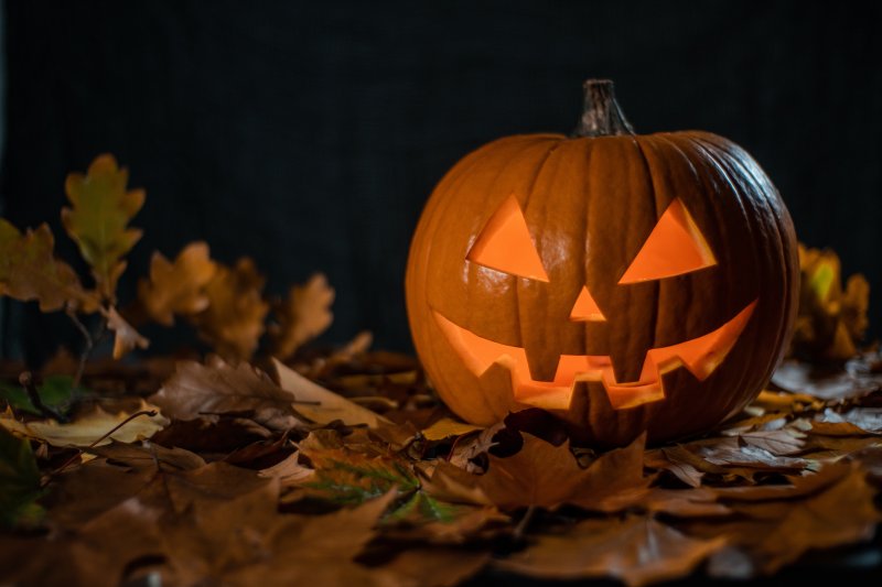 Jack-o-lantern looks spooky